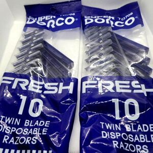 2 Packages Super DORCO Fresh 10 Count Twin Blade Disposable Razors